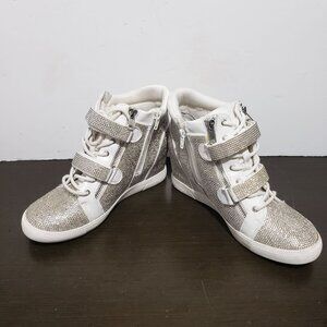 INC International Concepts Debby Wedge Sparkle Silver Rhinestones Sneakers 9